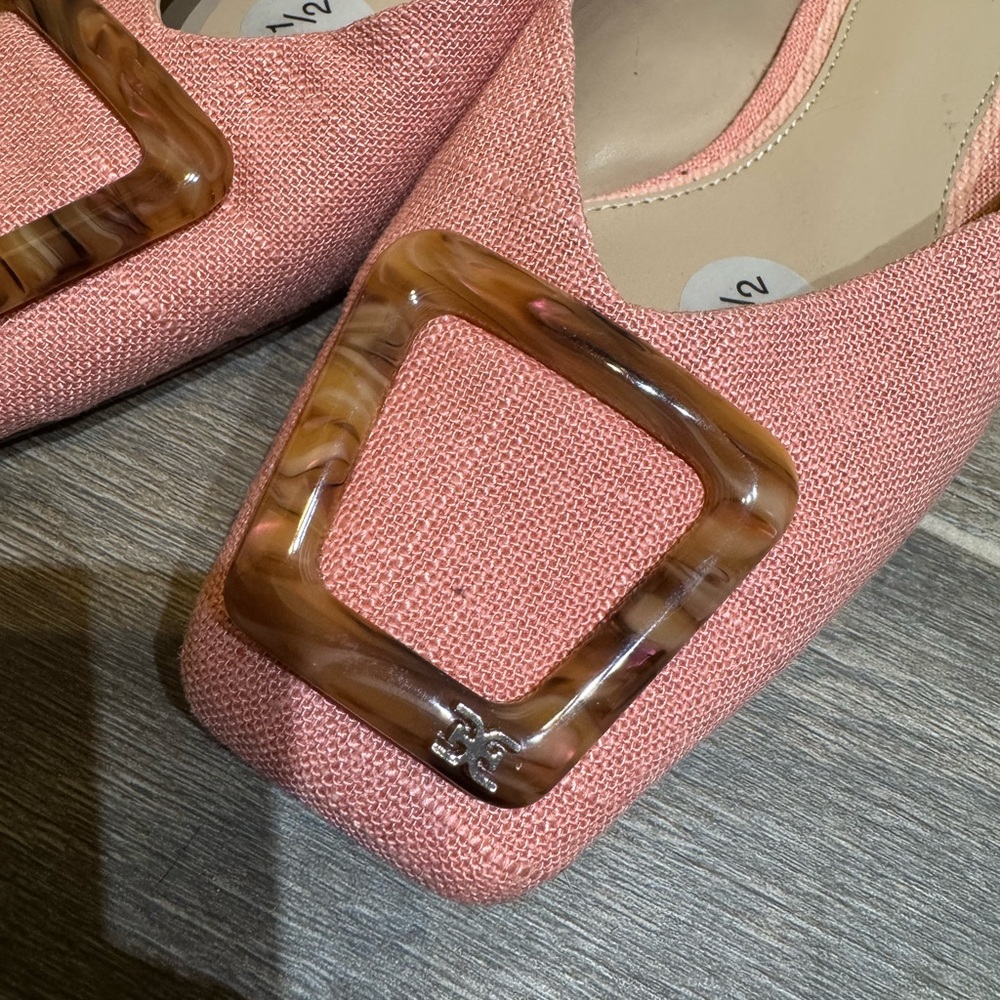 Sam Edelman Pink Mules with Tortoise Buckle - Picture 3 of 6